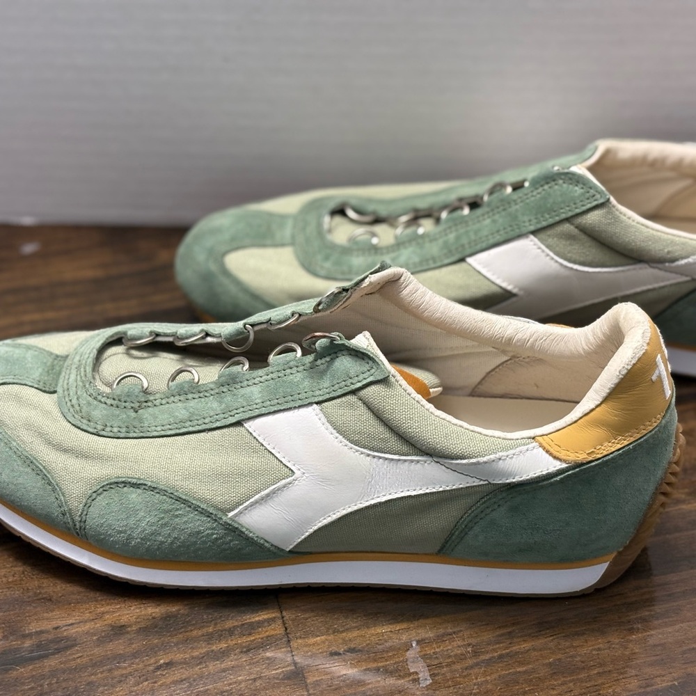 Diadora Green and White Athletic Shoes 1975